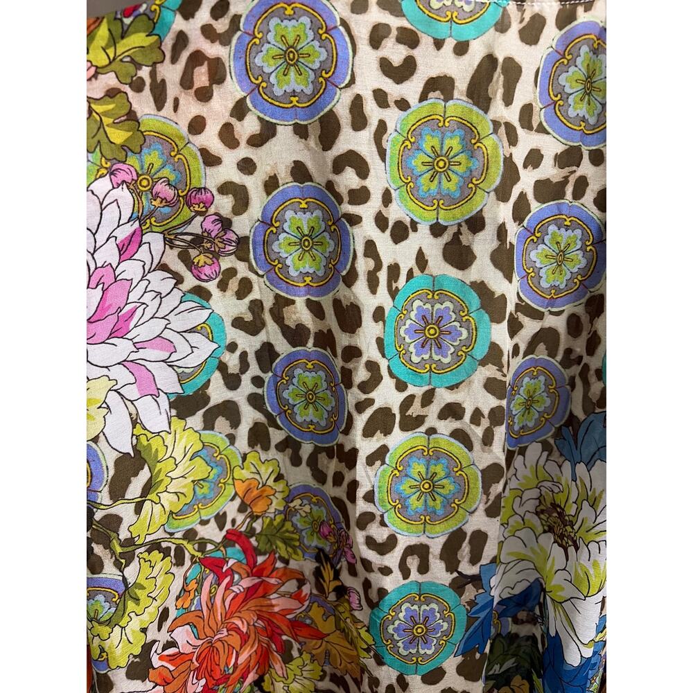 Johnny Was Blue Leopard & Floral Kimono Cover-up Size L/XL - Picture 6 of 11